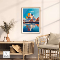 Bilbao Print Spain showcasing the iconic Guggenheim Museum with vibrant colors and intricate details.