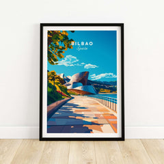 Bilbao Print poster featuring vibrant artwork of Bilbao, Spain with a unique design and captivating colors.