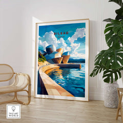Bilbao Wall Art showcasing the iconic Guggenheim Museum, vibrant colors, modern design for home decor.