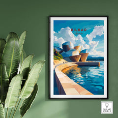 Bilbao Wall Art showcasing the iconic Guggenheim Museum Bilbao with vibrant colors and modern design.