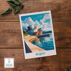 Bilbao Wall Art Print featuring vibrant colors and intricate design of Bilbao's iconic architecture.