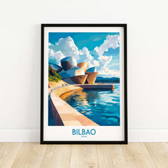 Bilbao Wall Art Print featuring stunning architectural design and vibrant colors, inspired by the beauty of Spain.
