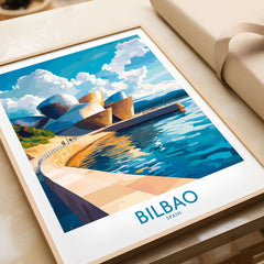 Bilbao Wall Art Print featuring vibrant colors and intricate details showcasing the beauty of Bilbao, Spain.