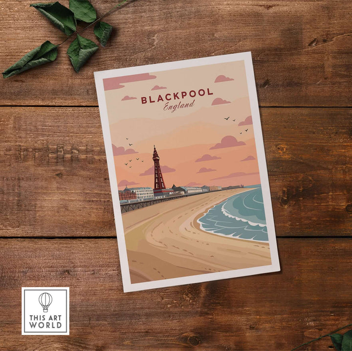 Blackpool Shoreline Promenade View Print | England Travel Wall Decor showcasing the seaside landscape of Blackpool.