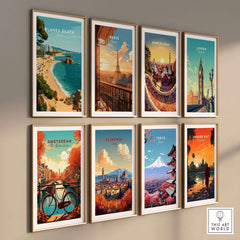 Blanes Beach Spain Travel Poster Print - Coastal Wall Art Decor collection in a stylish gallery wall display.