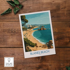 Blanes Beach Spain Travel Wall Art - Mediterranean Coast Poster showcasing beautiful coastline view.