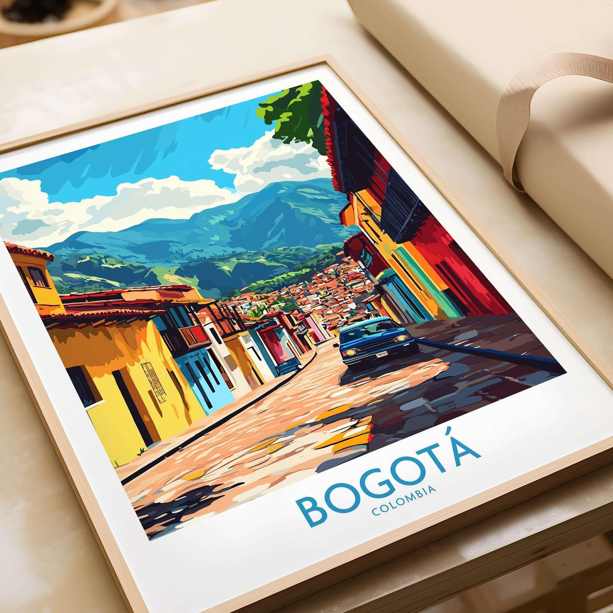 Bogota Art Print showcasing colorful streets of Colombia, perfect for adding culture and artistic flair to any space.