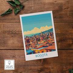 Bogota Poster showcasing the vibrant skyline of Bogota, Colombia in a colorful art print.