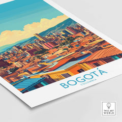 Bogota Poster showcasing the vibrant skyline and colorful architecture of Bogota, Colombia, perfect for home decor.
