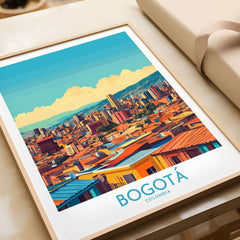 Bogota Poster showcasing a vibrant skyline design of the city in colorful detail. Perfect for home decor.