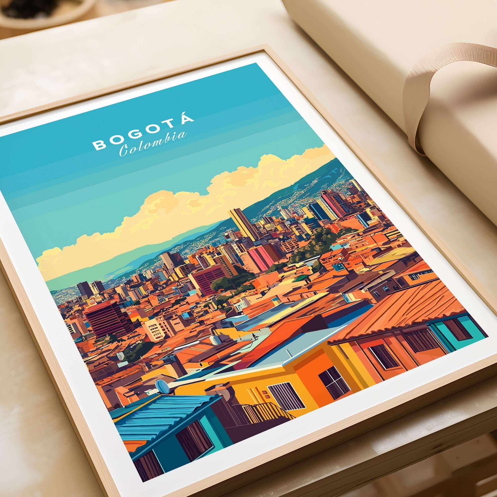 Bogota Print showcasing a vibrant cityscape of Bogotá, Colombia, perfect for travel decor.