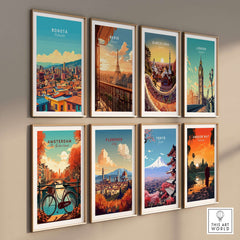 Vibrant travel poster gallery featuring Bogota Print and other iconic cities.