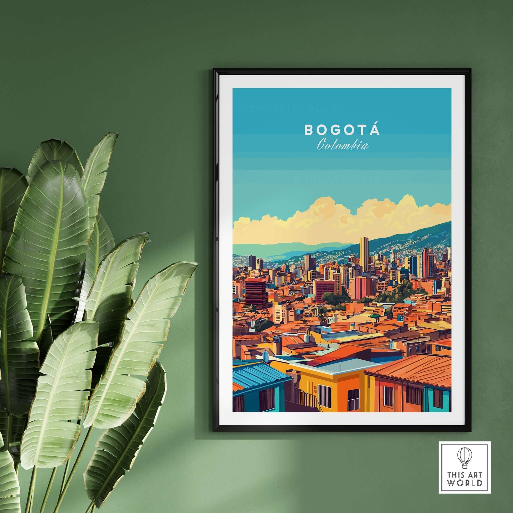 Bogota Print showcasing vibrant colors of the city, perfect for home decor and Colombia travel enthusiasts.