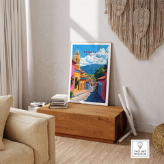Bogota Wall Art showcasing a vibrant cityscape of Bogotá, Colombia, enhancing home decor with culture and adventure.