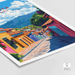 Bogota Wall Art depicting colorful city streets and scenic mountains in Colombia