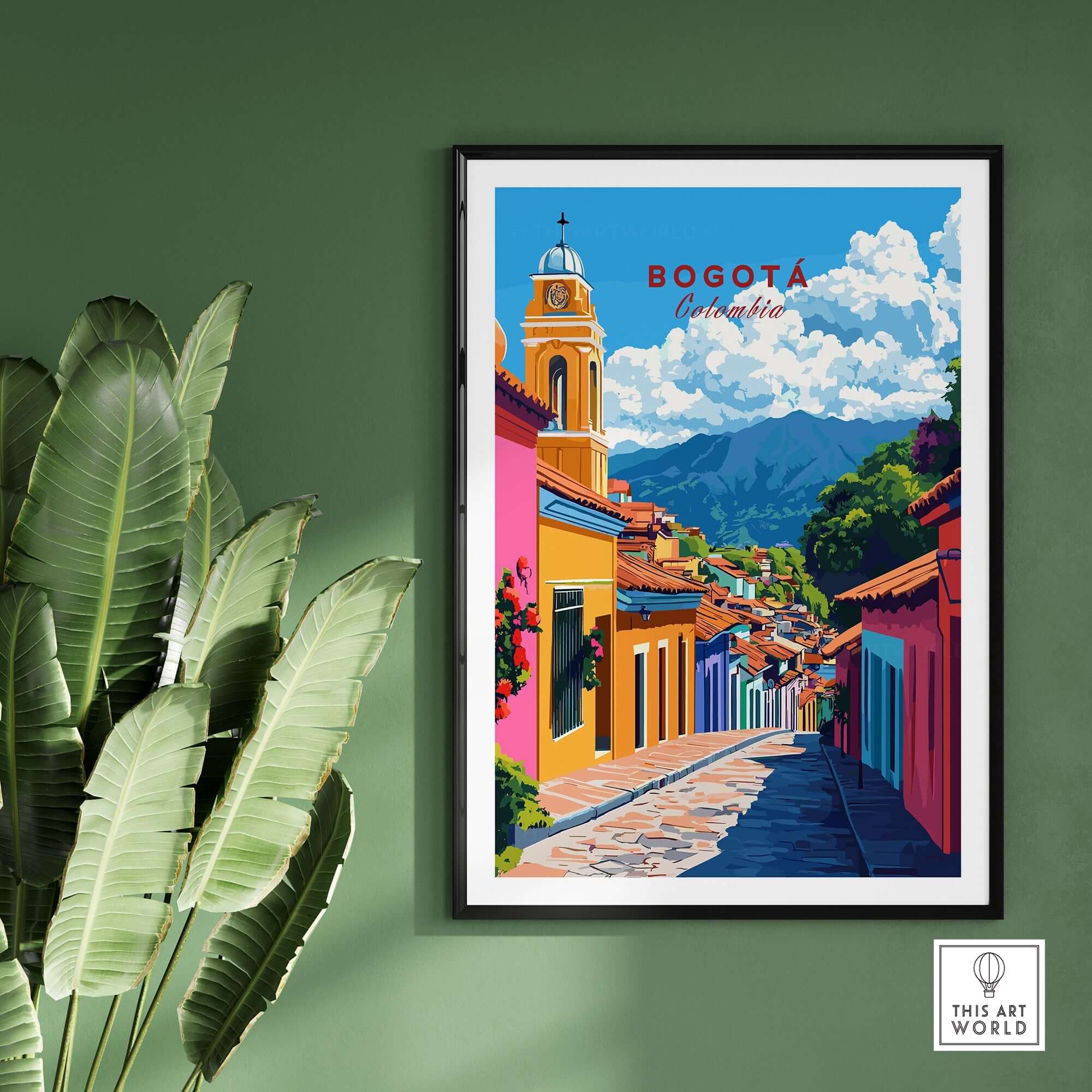 Bogota Wall Art featuring vibrant cityscape and colorful buildings in Colombia backdrop.