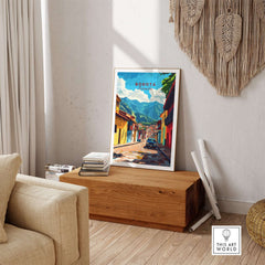 Bogota Wall Art Poster showcasing a vibrant view of the city, enhancing home decor with urban inspiration.