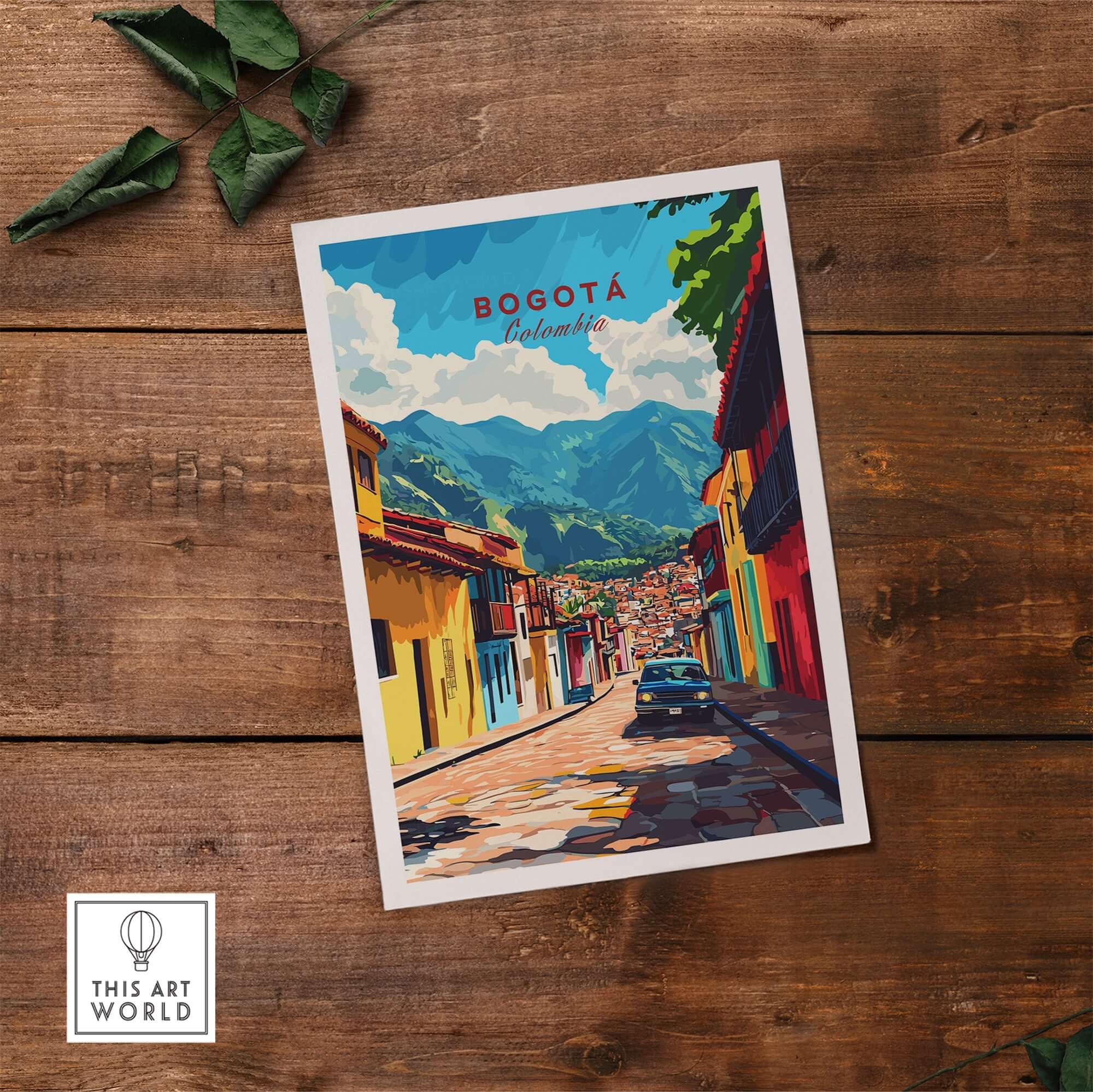 Bogota Wall Art Poster featuring a vibrant street view in Colombia, perfect for home decor.