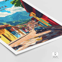 Bogota Wall Art Poster showcasing a vibrant view of the colorful streets and hills of Colombia, perfect for urban decor.