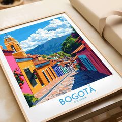 Bogota Wall Art Print featuring vibrant colors and intricate details of Bogota's charming streets.