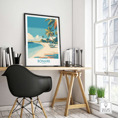 Bonaire Coastal Beach Print - Tropical Paradise Decor showcasing a vibrant coastal scene in modern decor setting.
