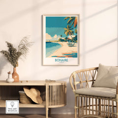 Bonaire Coastal Beach Print - Tropical Paradise Decor in a modern coastal living space.