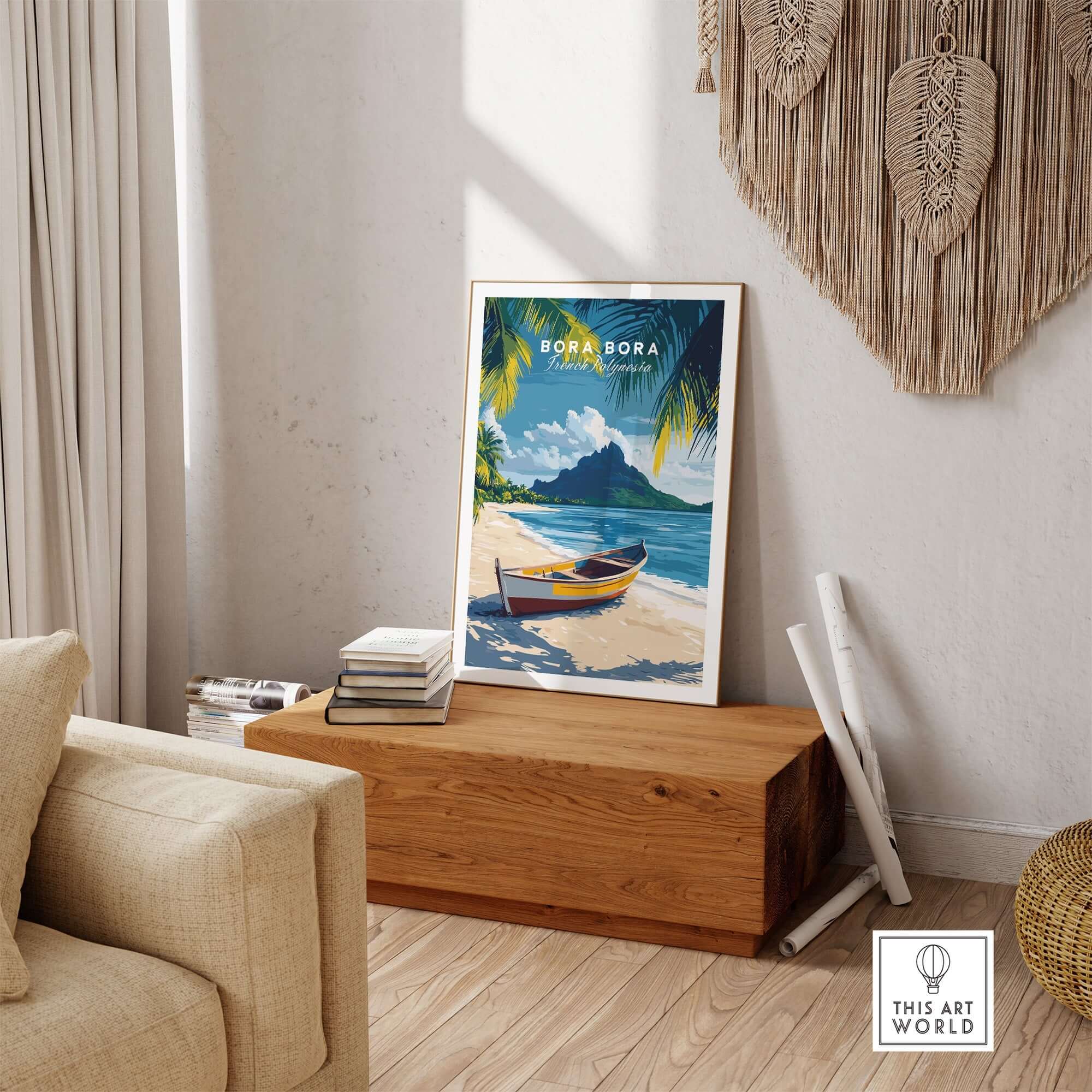 Bora Bora Art Print featuring a stunning beach scene that brings a tropical getaway into your home.