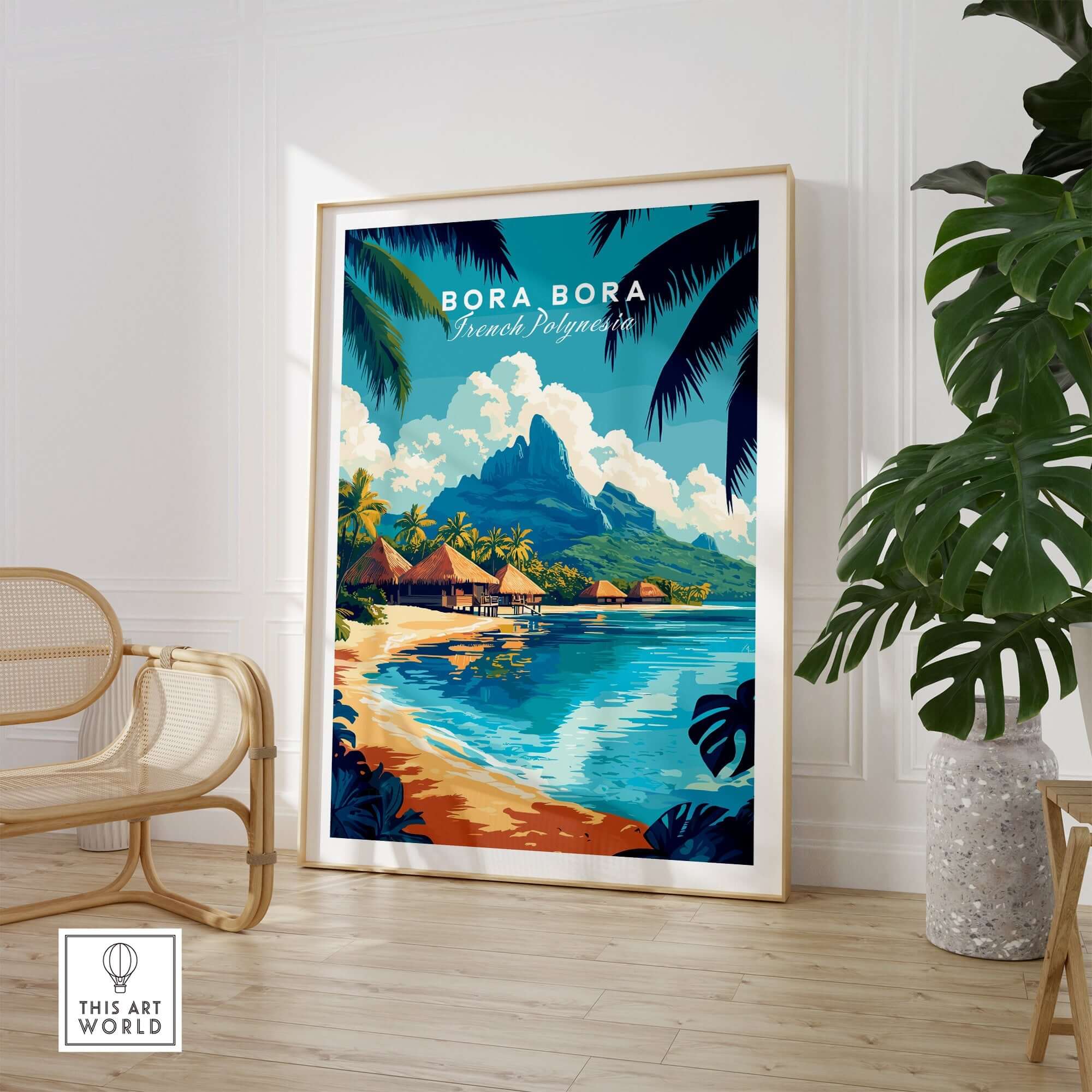 Bora Bora Wall Art showcasing tropical scenery of French Polynesia with vibrant colors and serene imagery.