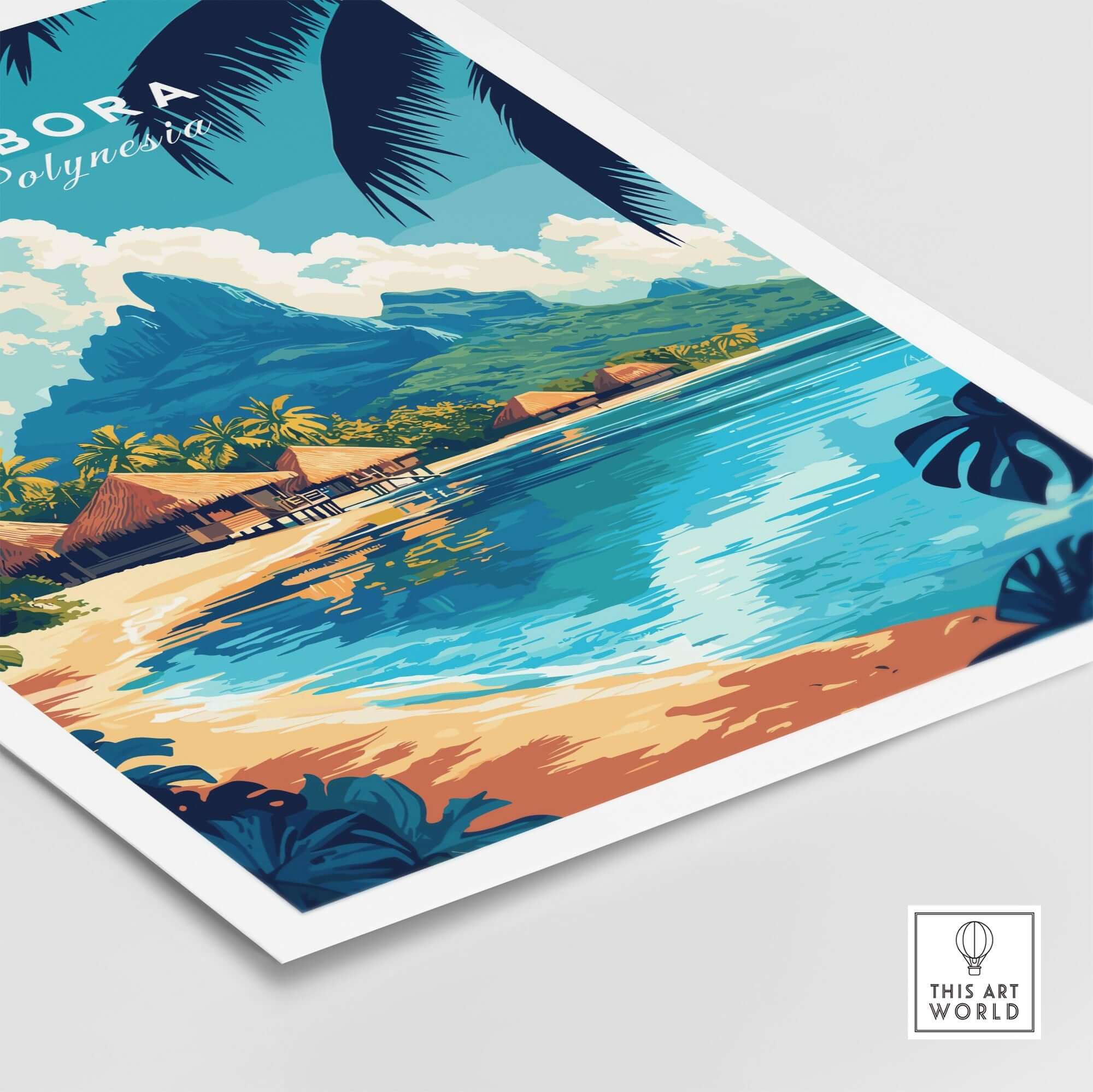Bora Bora Wall Art featuring vibrant colors of paradise, crystal clear waters, and serene beaches of French Polynesia.