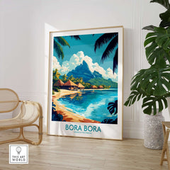 Bora Bora Wall Art Print showcasing vibrant colors and intricate details of a tropical paradise.