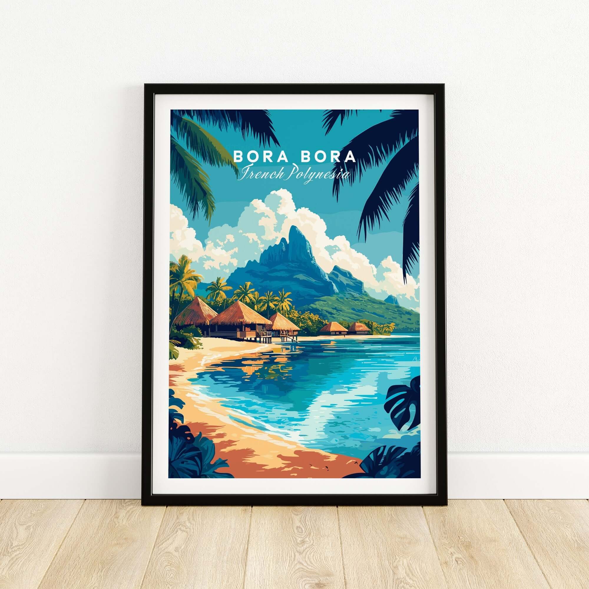 Bora Bora Wall Art featuring stunning tropical scenery of French Polynesia with vibrant colors and serene imagery.