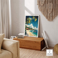 Boracay Philippines Travel Print showcasing stunning tropical scenery in a modern living room setting.