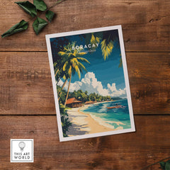Boracay Philippines Travel Print showcasing pristine beaches and tropical scenery in vibrant colors.
