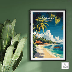 Boracay Philippines Travel Print showcasing crystal clear waters and sandy beaches of Boracay Island.