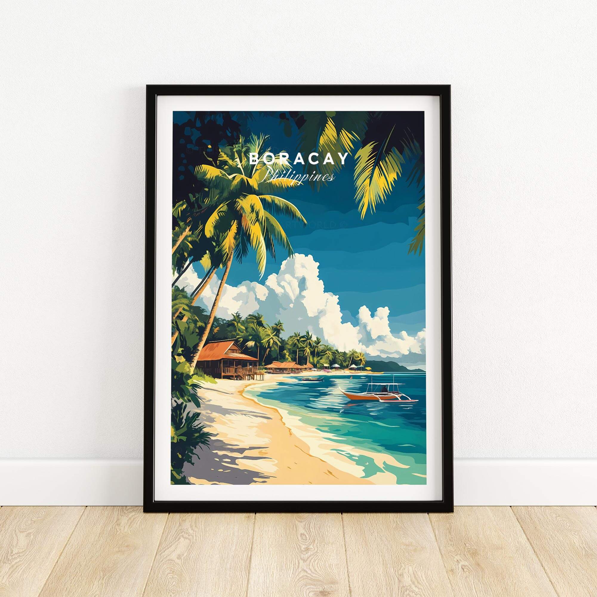 Boracay Philippines Travel Print showcasing the stunning beaches and tropical paradise of Boracay Island.