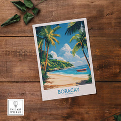 Boracay Philippines Wall Art Print featuring White Beach and palm trees, perfect for home decor.