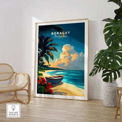 Boracay Print colorful wall art featuring Boracay Island's beaches and tropical scenery.
