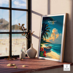 Boracay Print vibrant wall art depicting a tropical beach scene from Boracay Island, Philippines.