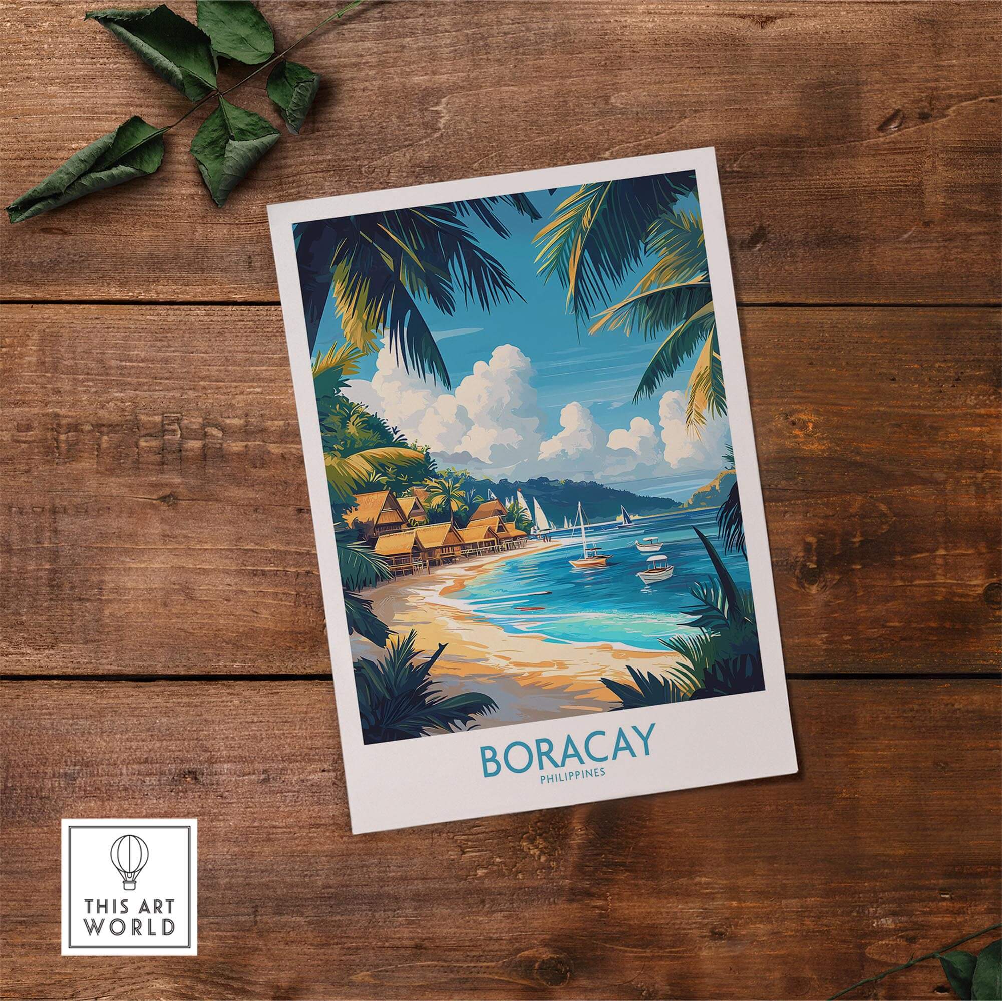 Boracay Print Philippines scenic beach artwork featuring tropical landscape and blue waters.