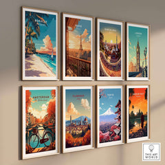 Boracay Travel Print collection featuring vibrant travel posters from various cities including Boracay.