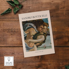 Botticelli Birth of Venus Detail Zephyr Aura Art Print Renaissance Mythology Poster showcasing wind gods Zephyr and Aura.