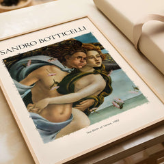 Botticelli Birth of Venus Detail Zephyr Aura Art Print Renaissance Mythology Poster framed art print with dynamic figures.