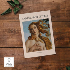 Botticelli Birth of Venus Face Detail Art Print Renaissance Iconic Poster Wall Art featuring Venus's serene expression.