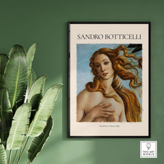 Botticelli Birth of Venus Face Detail Art Print Renaissance Iconic Poster Wall Art featuring Venus's serene expression.