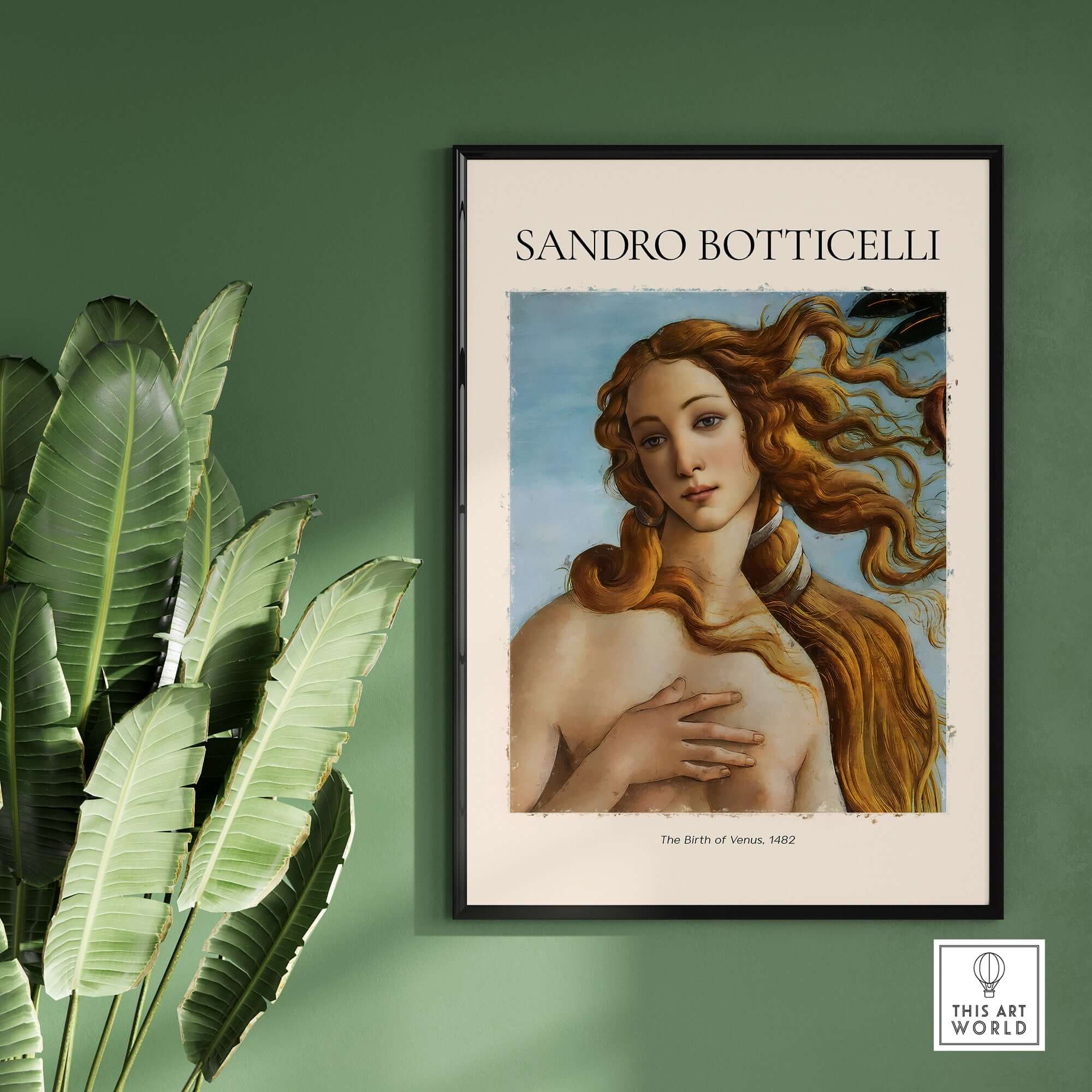 Botticelli Birth of Venus Face Detail Art Print Renaissance Iconic Poster Wall Art featuring Venus's serene expression.