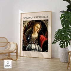 Botticelli Fortitude 1470 Allegory Virtue Art Print Renaissance Poster Wall Decor displayed in a stylish interior.
