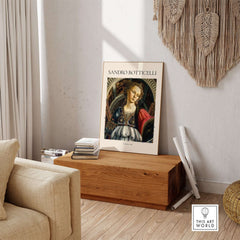 Botticelli Fortitude 1470 Allegory Virtue Art Print Renaissance Poster Wall Decor displayed in a stylish interior setting.