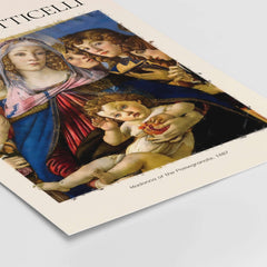 Botticelli Madonna of the Pomegranate Art Print Religious Virgin Mary Child Poster Angels, featuring Mary and Christ surrounded by angels.