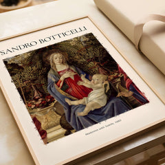 Botticelli Madonna with Saints Bardi Altarpiece Art Print Renaissance Religious Poster displayed in a stylish frame.
