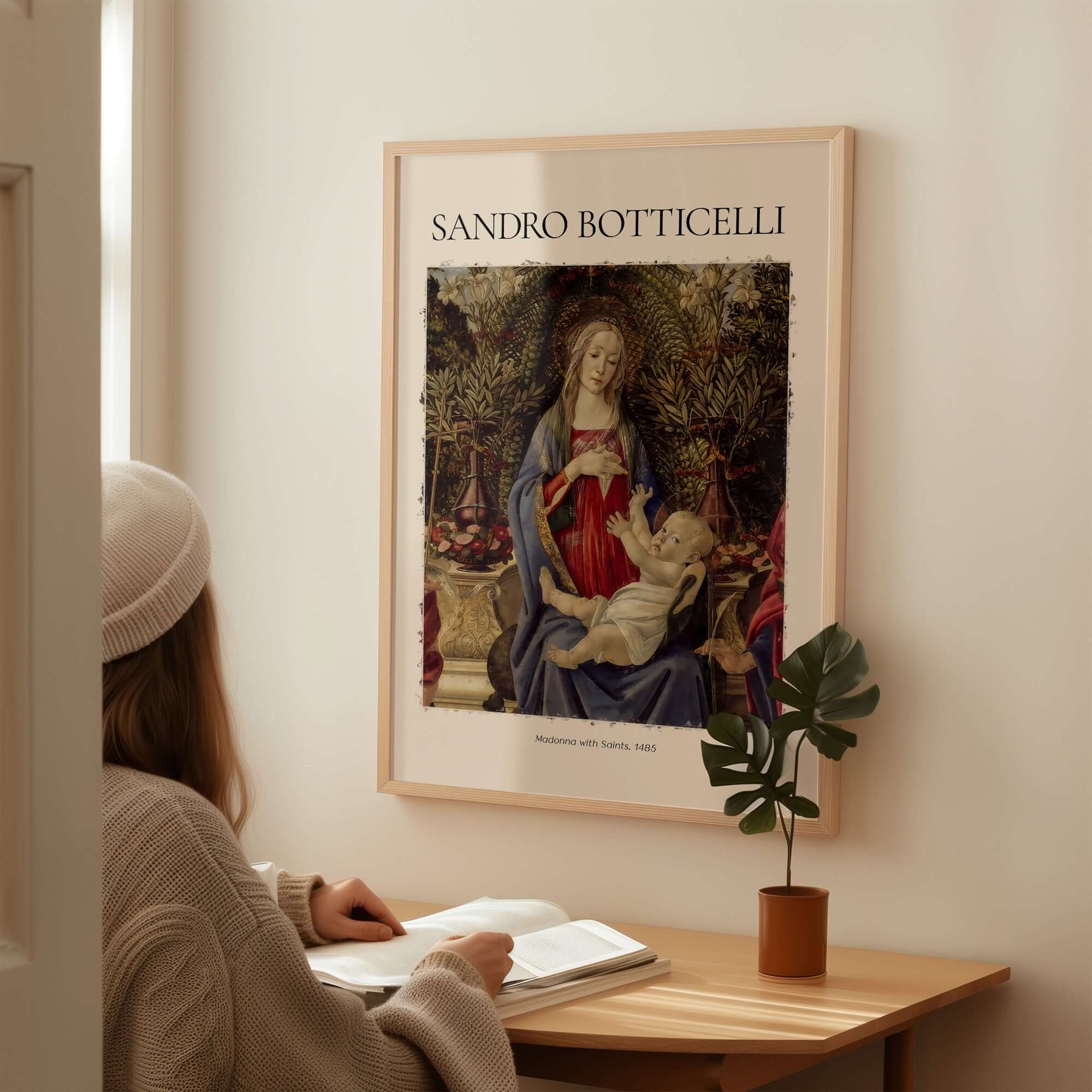 Botticelli Madonna with Saints Bardi Altarpiece Art Print Renaissance Religious Poster displayed in a cozy setting